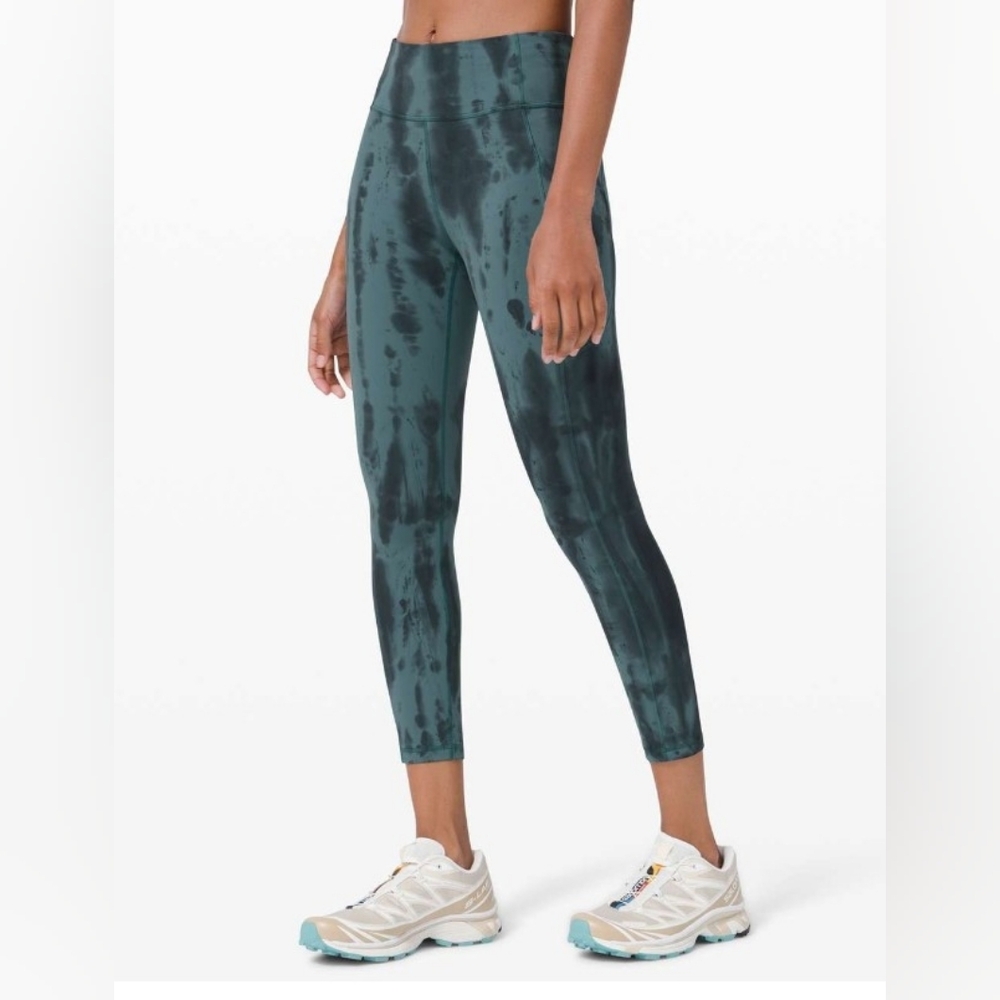 Lululemon Invigorate High-Rise Legging 25" Tie-Dye Green/Black Leggings Size 6